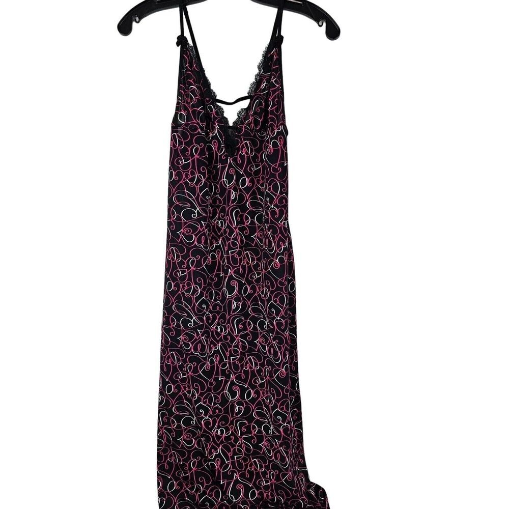 Smart & Sexy Womens Medium Nightgown Heart Print Long Gown Black Pink